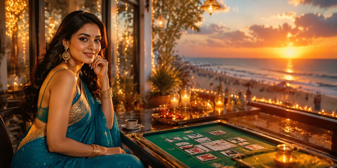 Player enjoying card game with traditional attire in Chennai